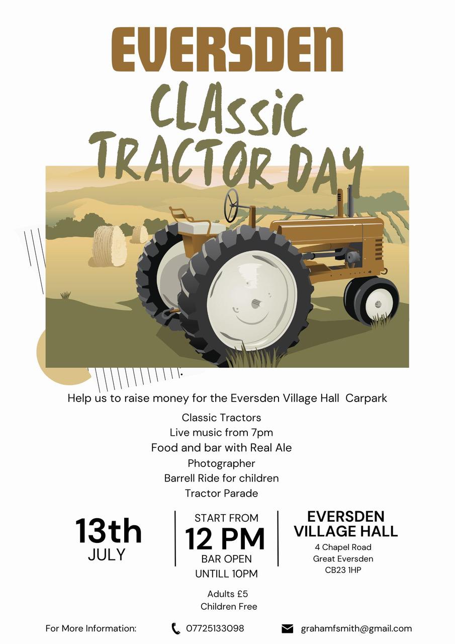 Classic Tractor Day, live music, food, bar & real ale 13th July 2024